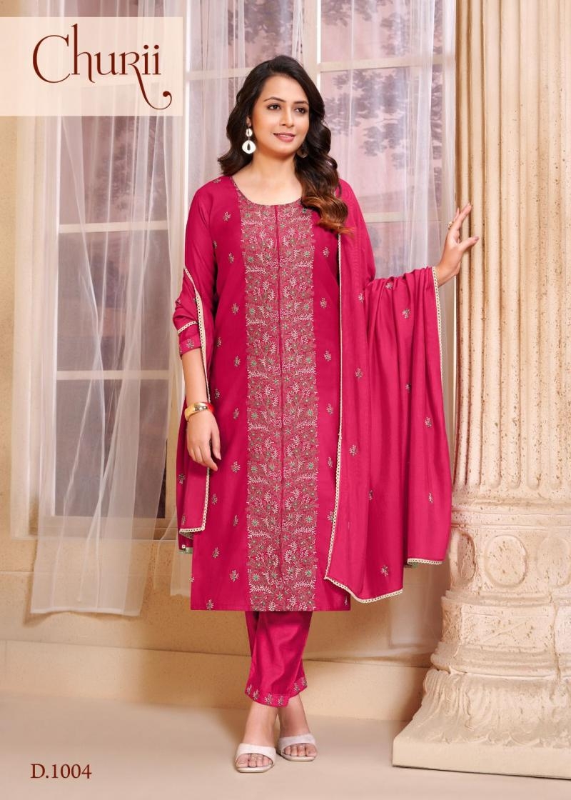 churii lotus series 1001 to 1004 viscose vatican readymade combo suit in wholesale surat