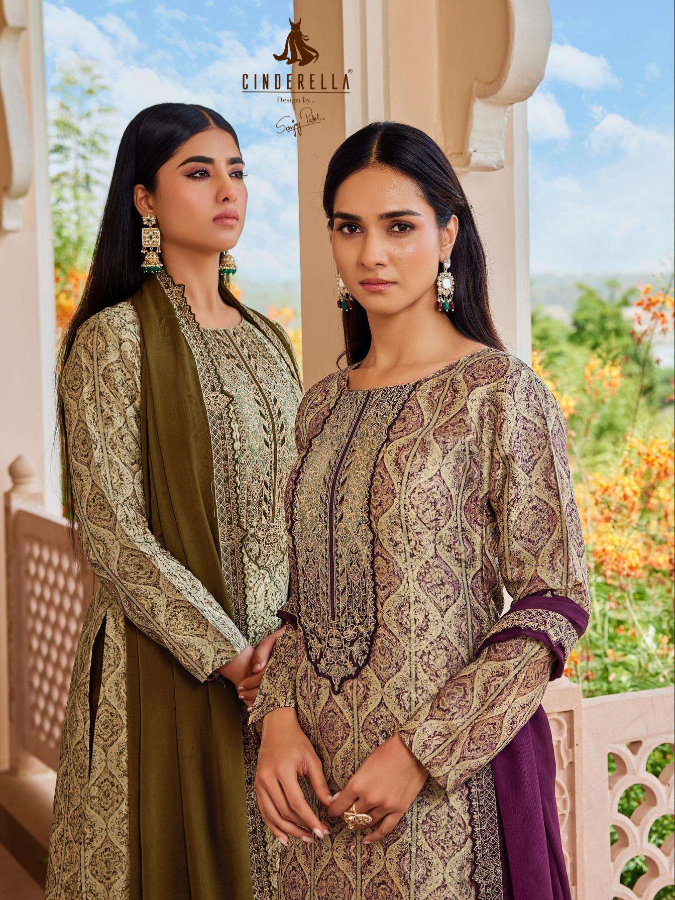 cinderella saheli tanshvi series 15885 to 15888 silk jacquard modern pakistani salwar kameez in wholesale surat