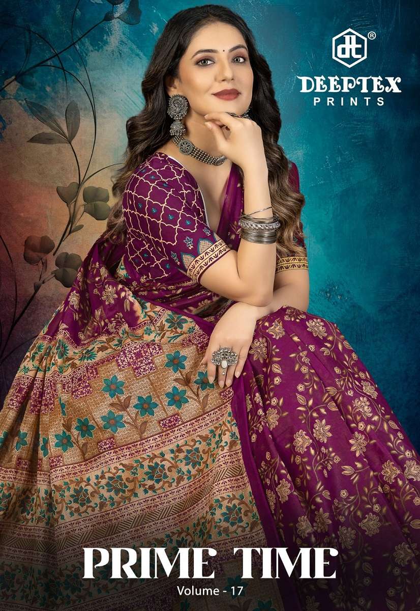 Deeptex Prime Time Vol-17 series 1701 to 1710 Pure Cotton Printed Cotton Saree in wholesale surat