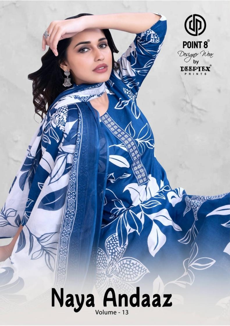 deeptex prints point 8 naya andaaz vol 13 series 1301 to 1310 cotton readymade plus size suit in wholesale surat