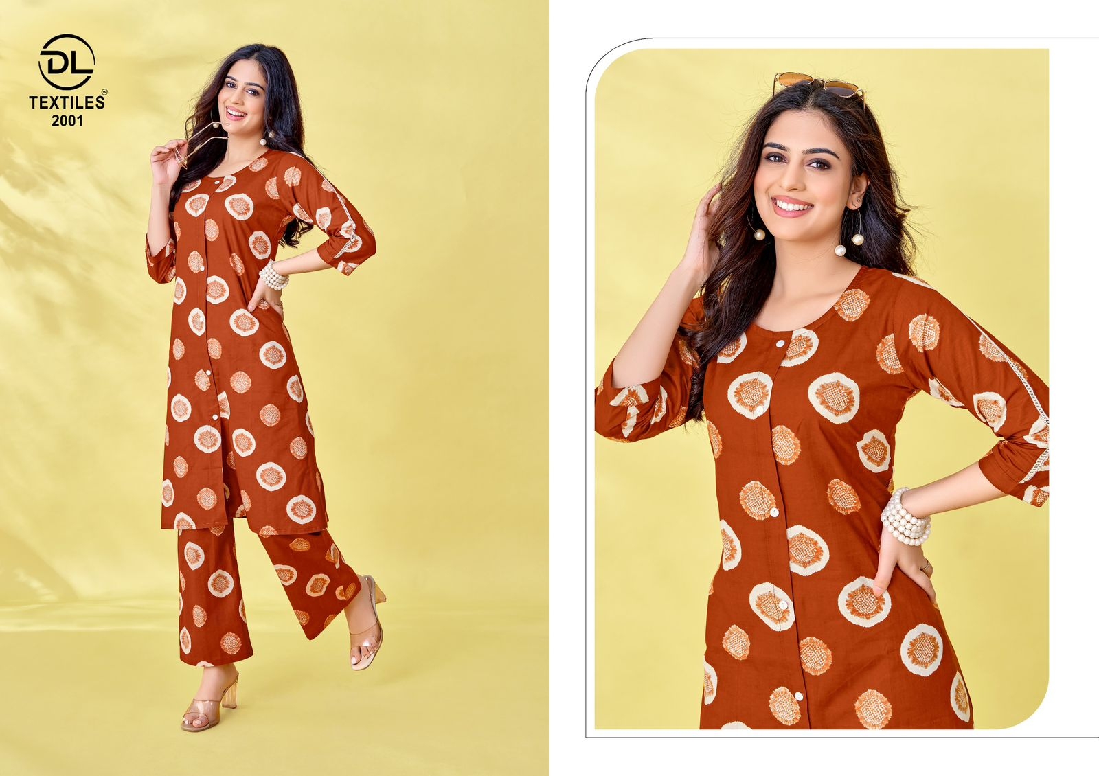 DL A-Line Vol-2 series 2001 to 2008 Heavy Poplin Cotton Printed A-Line Long Cord Sets in wholesale surat