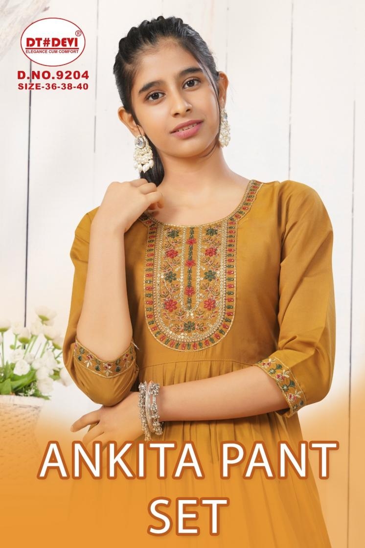 dt devi ankita 9204 readymade roman silk kids combo suit in wholesale surat