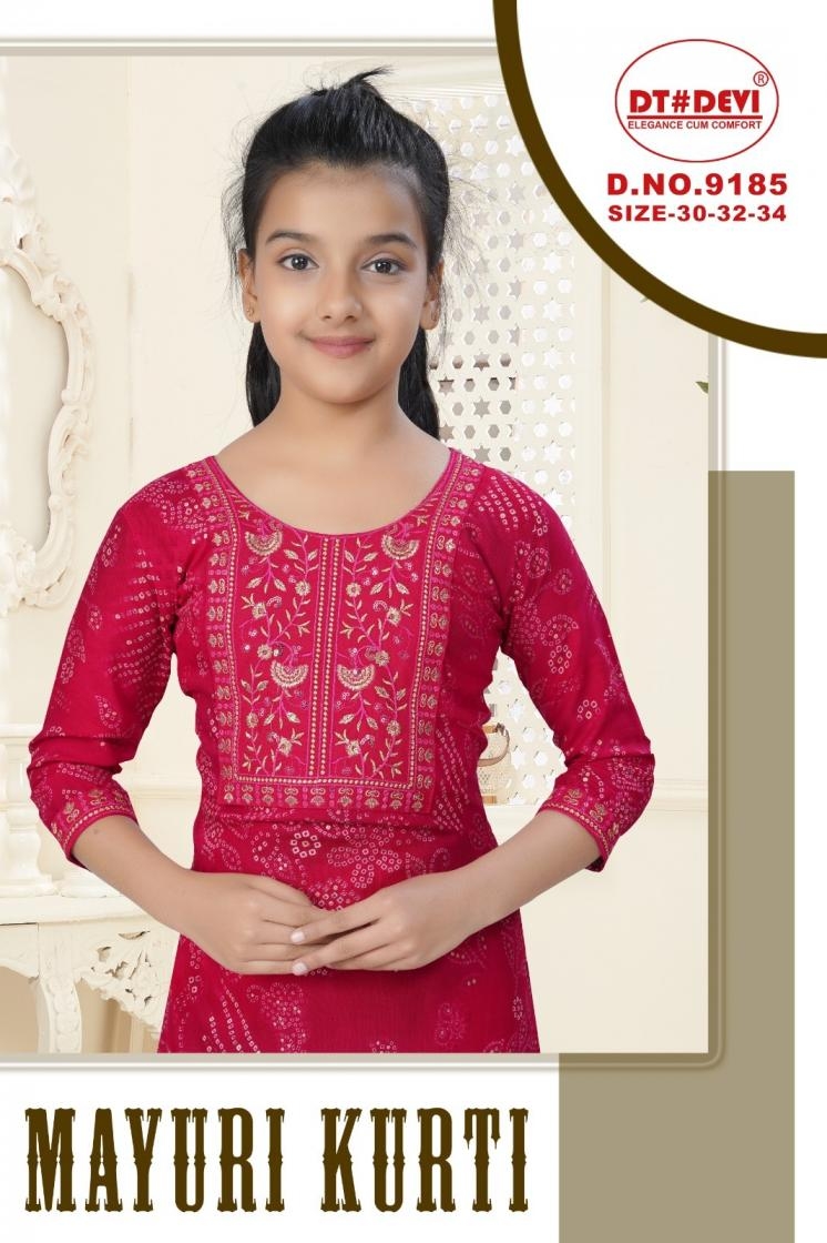 dt devi mayuri kurti 9185 rayon readymade combo kids kurti in wholesale surat