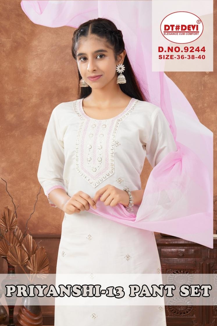 dt devi priyanshi vol 13 9244 roman silk readymade combo suit in wholesale surat