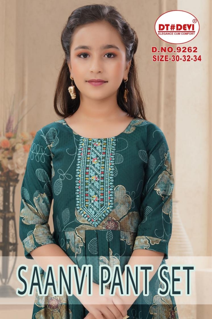 dt devi saanvi 9262 roman dobby print readymade stylish combo kids suits in wholesale surat