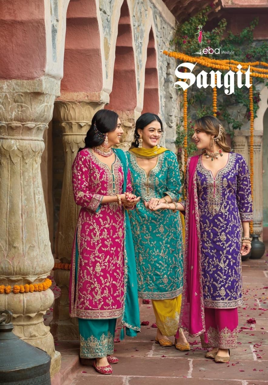 eba lifestyle sangit series 1787 to 1789 chinon trendy readymade suit in wholesale surat