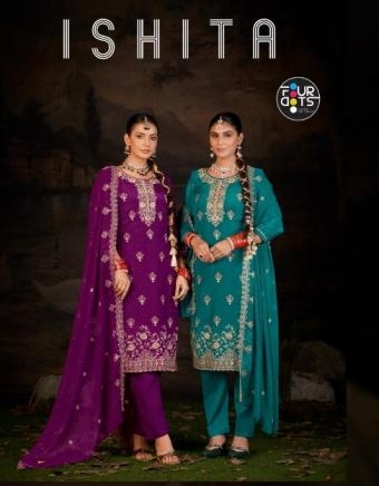 fourdots ishita series 4081 to 4084 glass organza elegance salwar kameez in wholesale surat