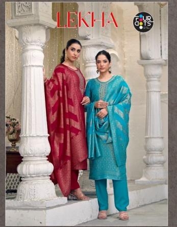 fourdots launch lekha series 1581 to 1584 organza silk amazing suit in wholesale surat