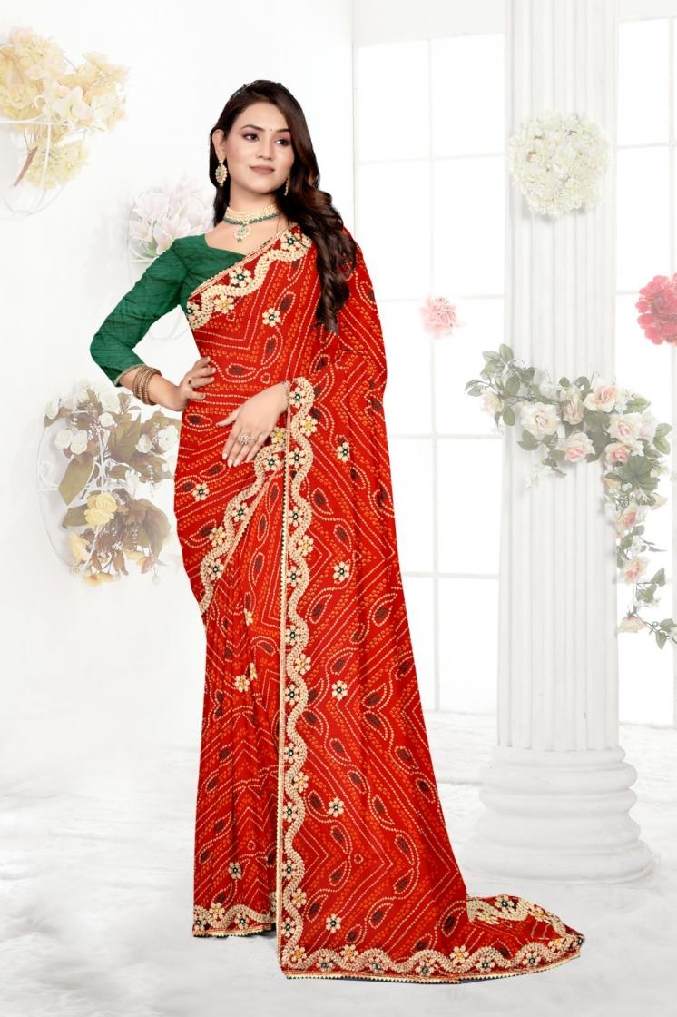 georgette bandhani pretty look best in wholesale surat