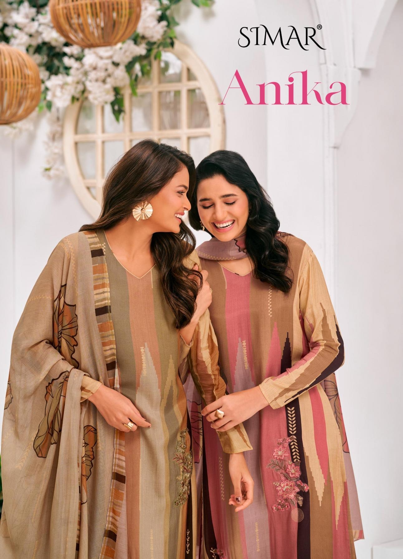 glossy anika series 8194A to 8194D simar viscose muslin advanced salwar kameez in wholesale surat