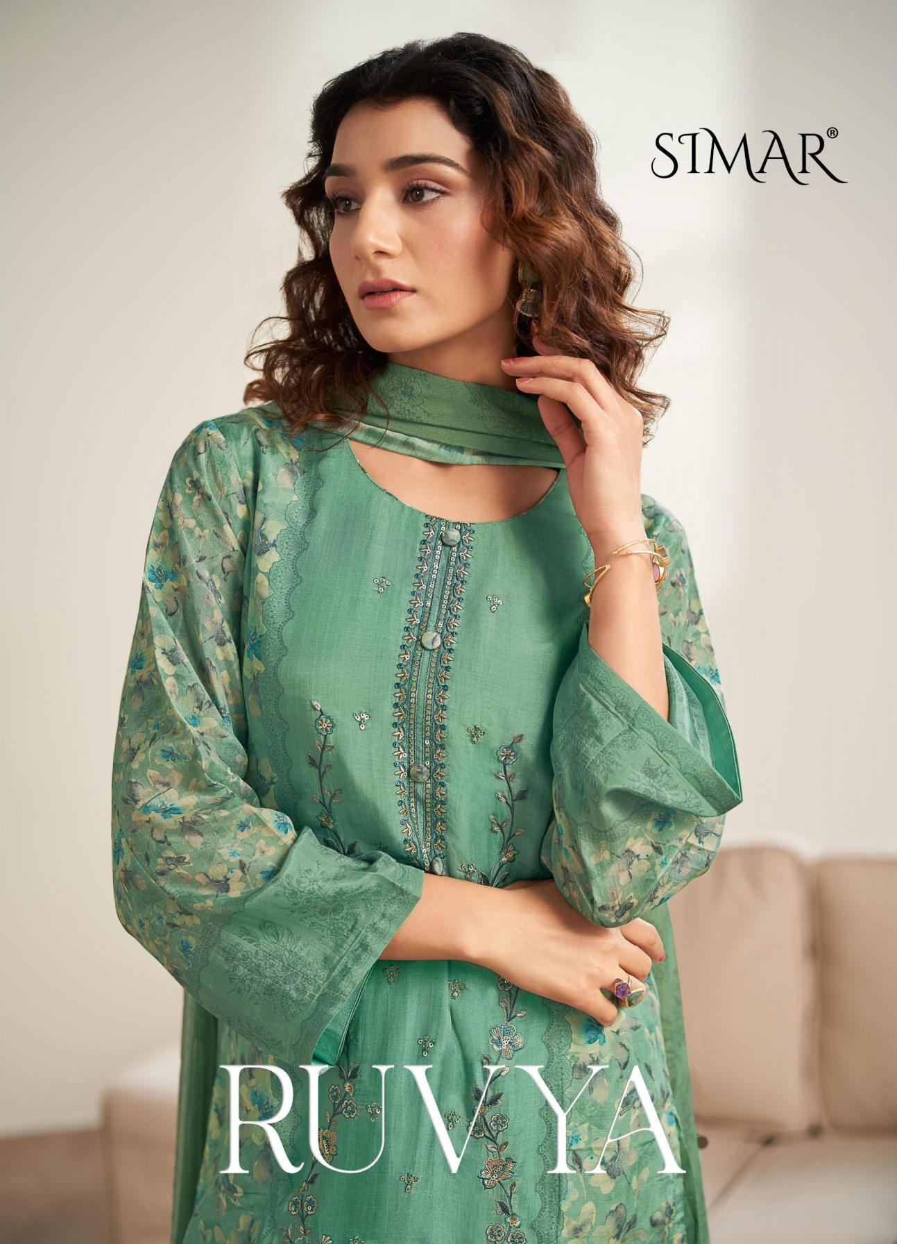 glossy simar ruvya series 8204A to 8204D viscose muslin hit design fancy salwar kameez in wholesale surat