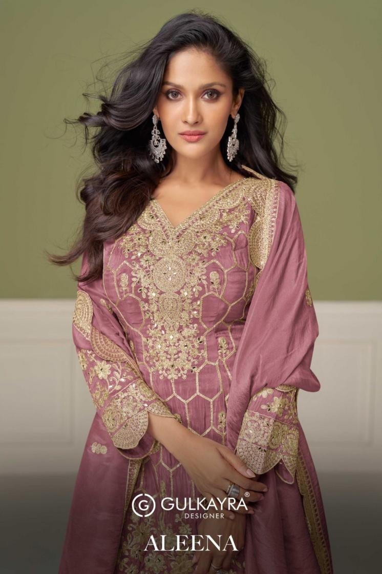 gulkayra designer aleena series 7554 A to C exclusive simar silk readymade gharara kurti with dupatta in wholesale surat
