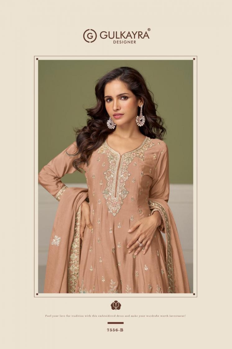 gulkayra designer nitya series 7556A to 7556B chinon readymade exclusive plazzo kurti with dupatta in wholesale surat