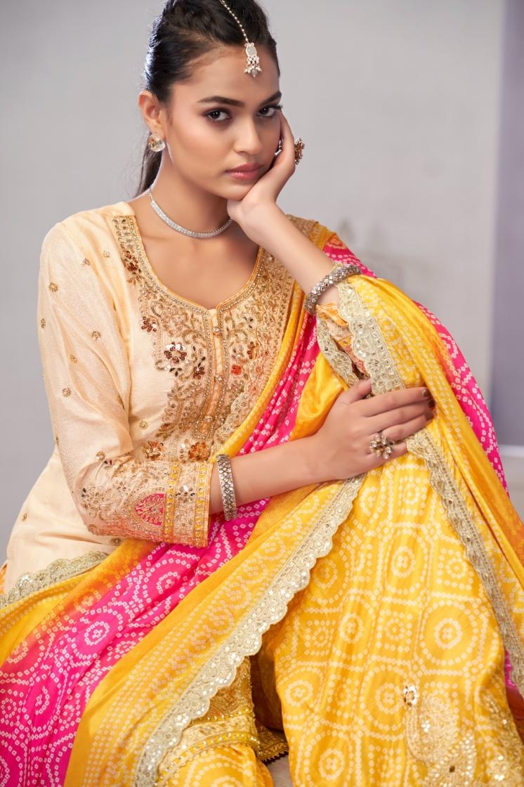 gulzar suroor series 2221 to 2223 chinon embroidery readymade party wear plazzo suit in wholesale surat
