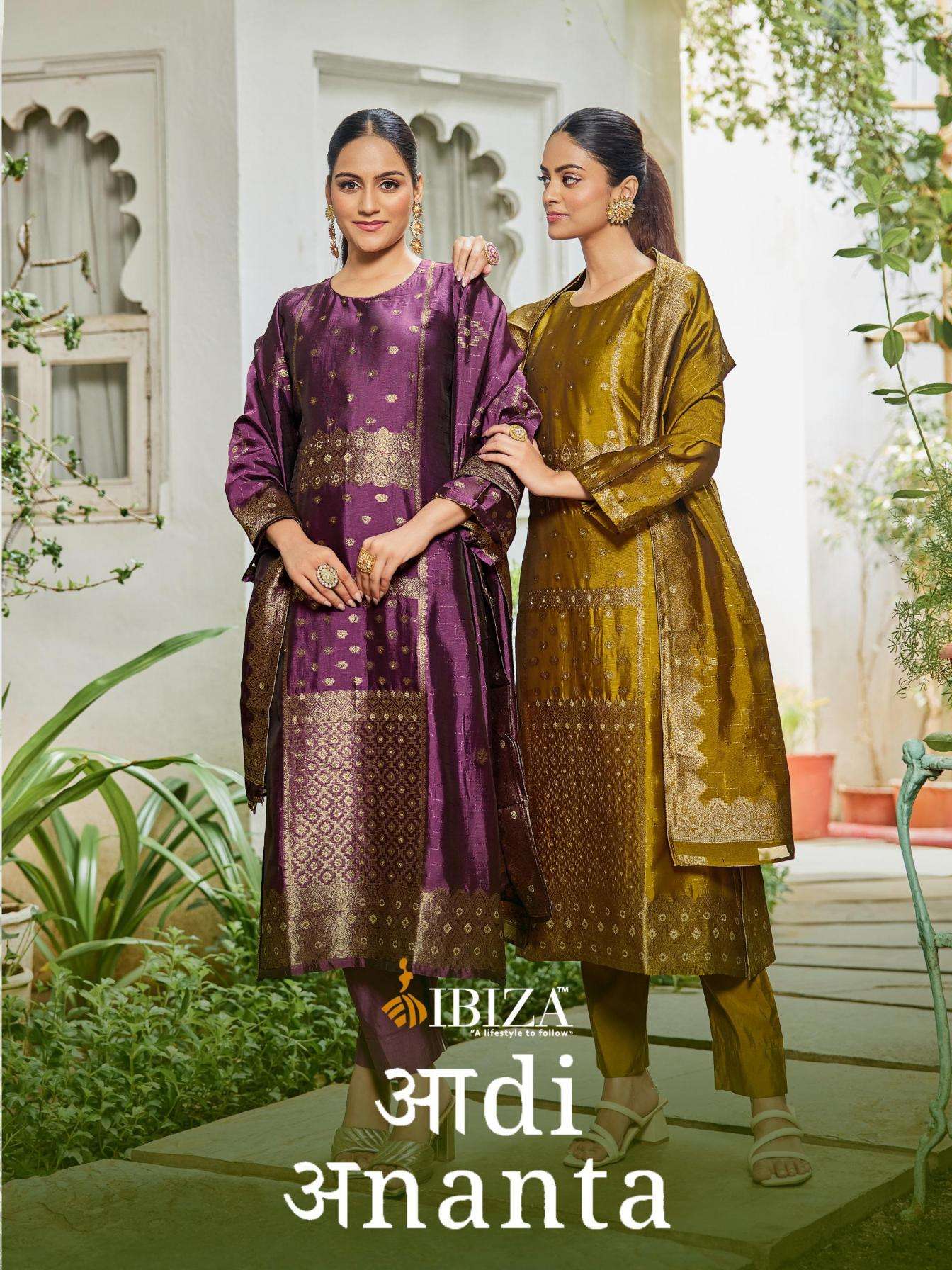 ibiza aadi ananta series 16026 to 16029 unique banglory silk jacquard stylish salwar kameez in wholesale surat