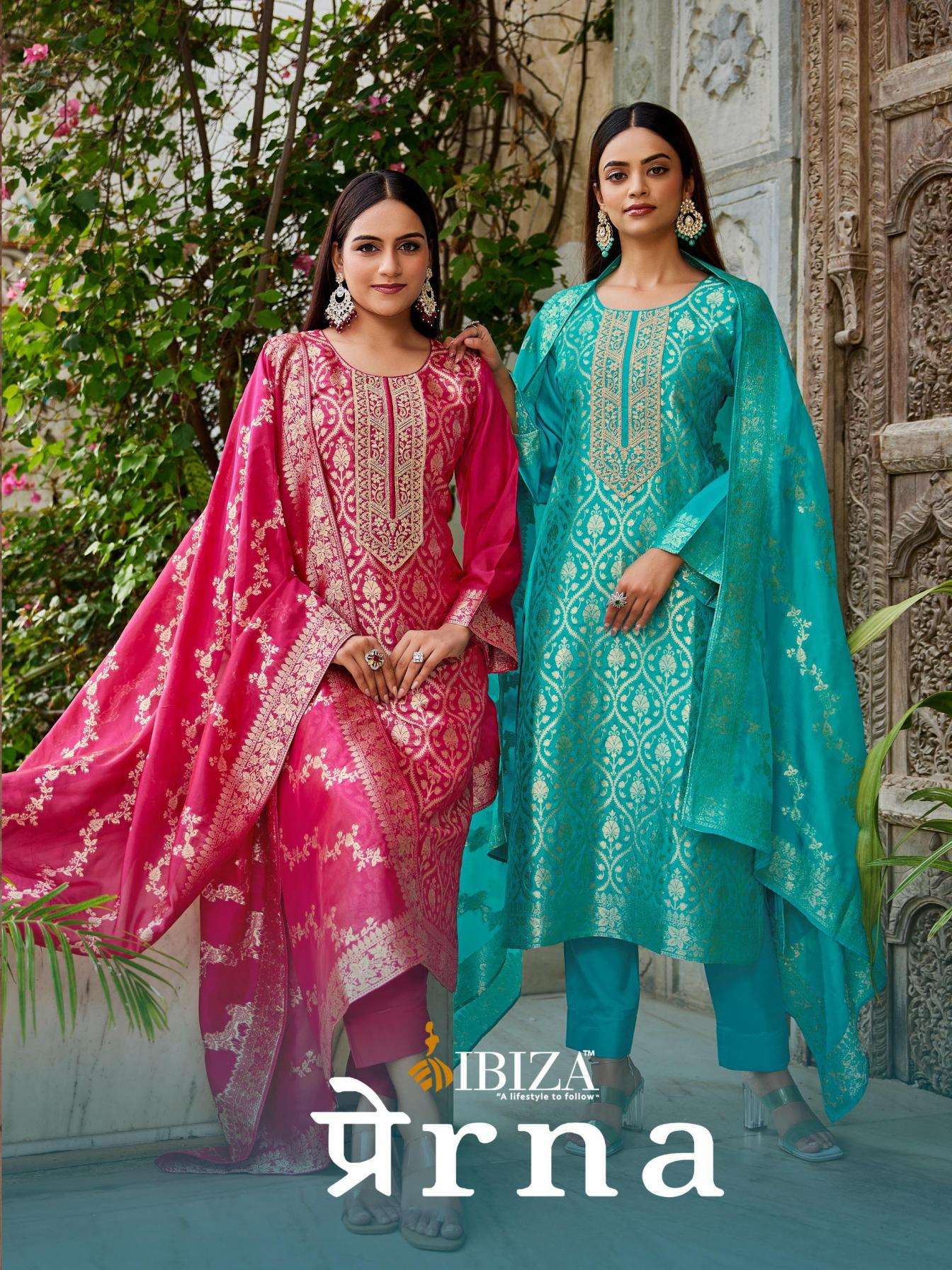 ibiza prerna series 16010 to 16013 popular design banglory silk jacquard salwar kameez in wholesale surat
