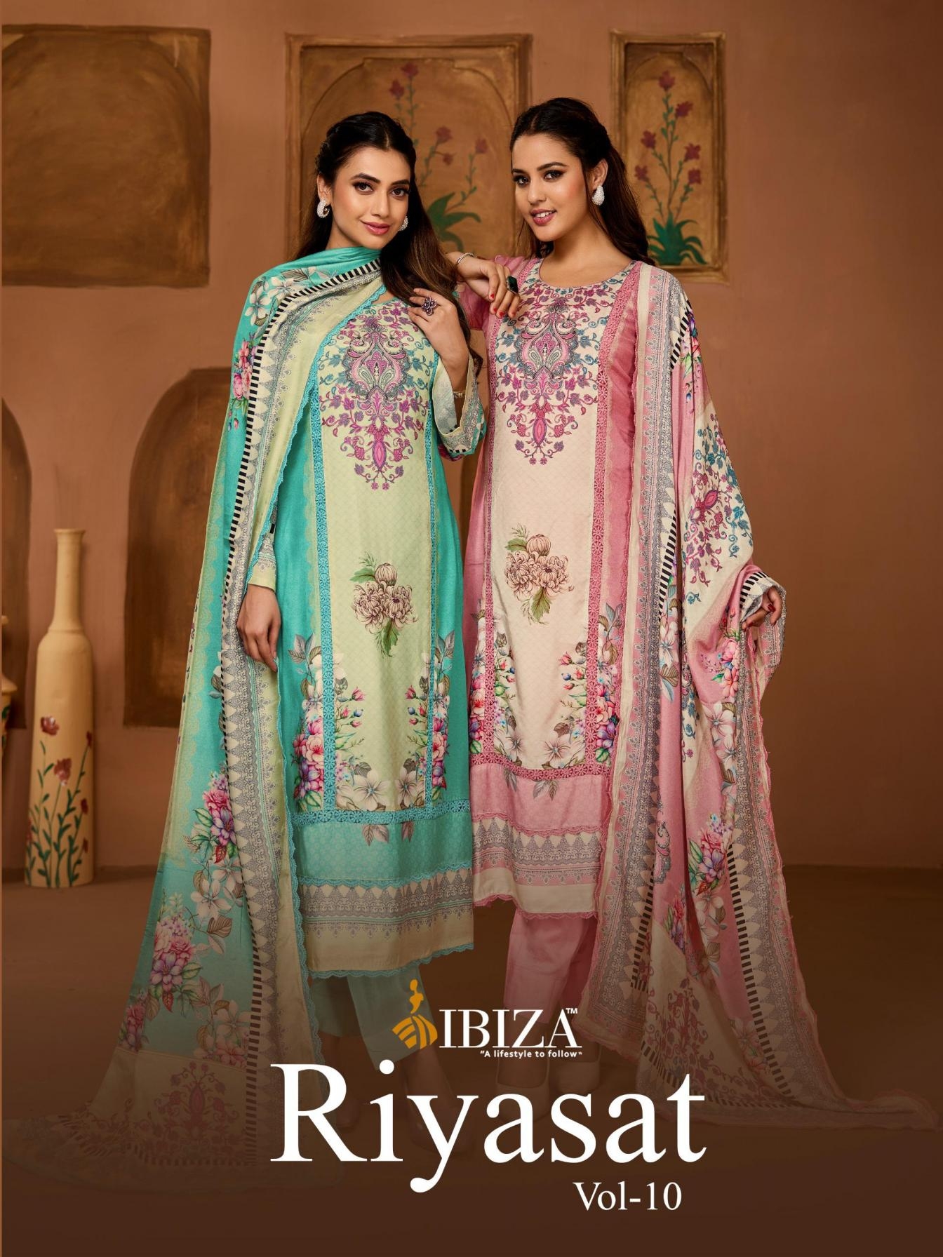 ibiza riyasat vol 10 series 15980 to 15983 modern bemberg muslin pakistani suits in wholesale surat