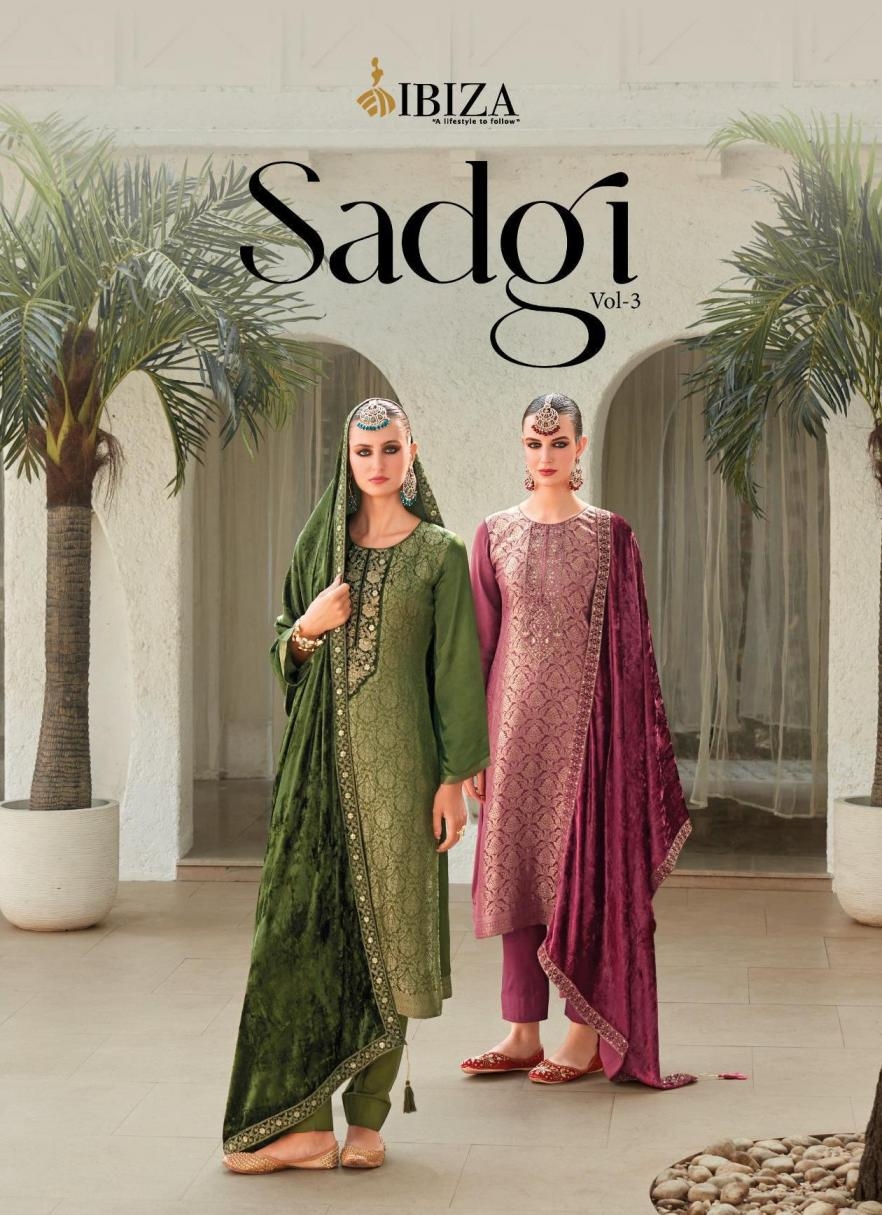 ibiza sadgi vol 3 series 11411 to 11416 gaji silk jacquard classic salwar kameez in wholesale surat