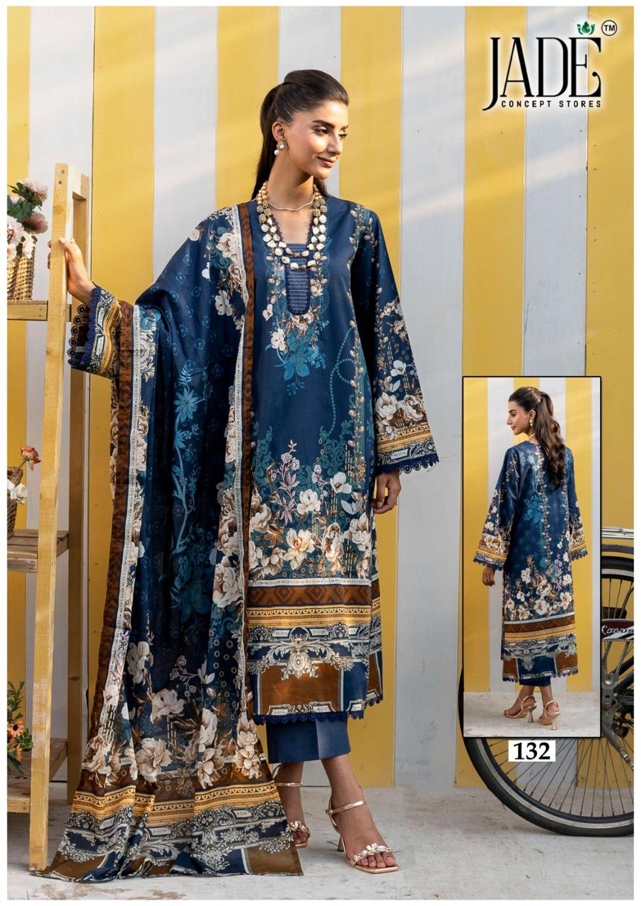 Jade Chevron Vol-14 series 131 to 136 Heavy Cotton Printed Karachi style salwar kameez in wholesale surat