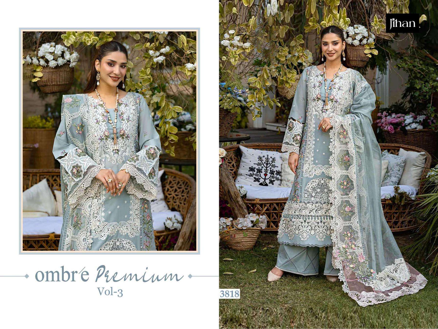 jihan ombré premium vol 3 series 3815 to 3820 elegant style cotton pakistani suits in wholesale surat