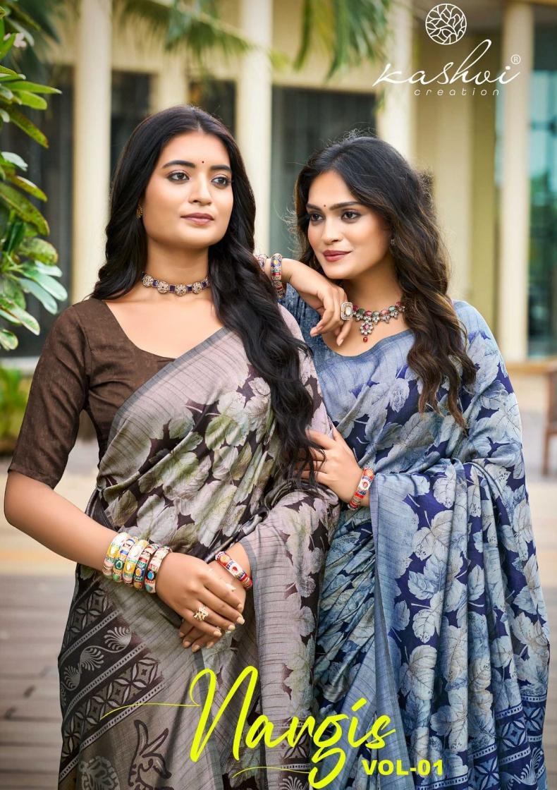 kashvi creation nargis vol 1 series 101 to 108 amazing black vichitra saree in wholesale surat