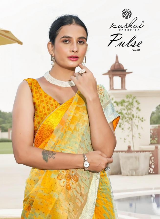kashvi creation pulse series 101 to 108 dull moss casual saree in wholesale surat