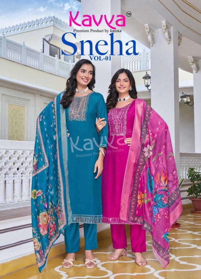 kavya sneha vol 1 series 1001 to 1010 viscose vetican readymade amazing suit in wholesale surat