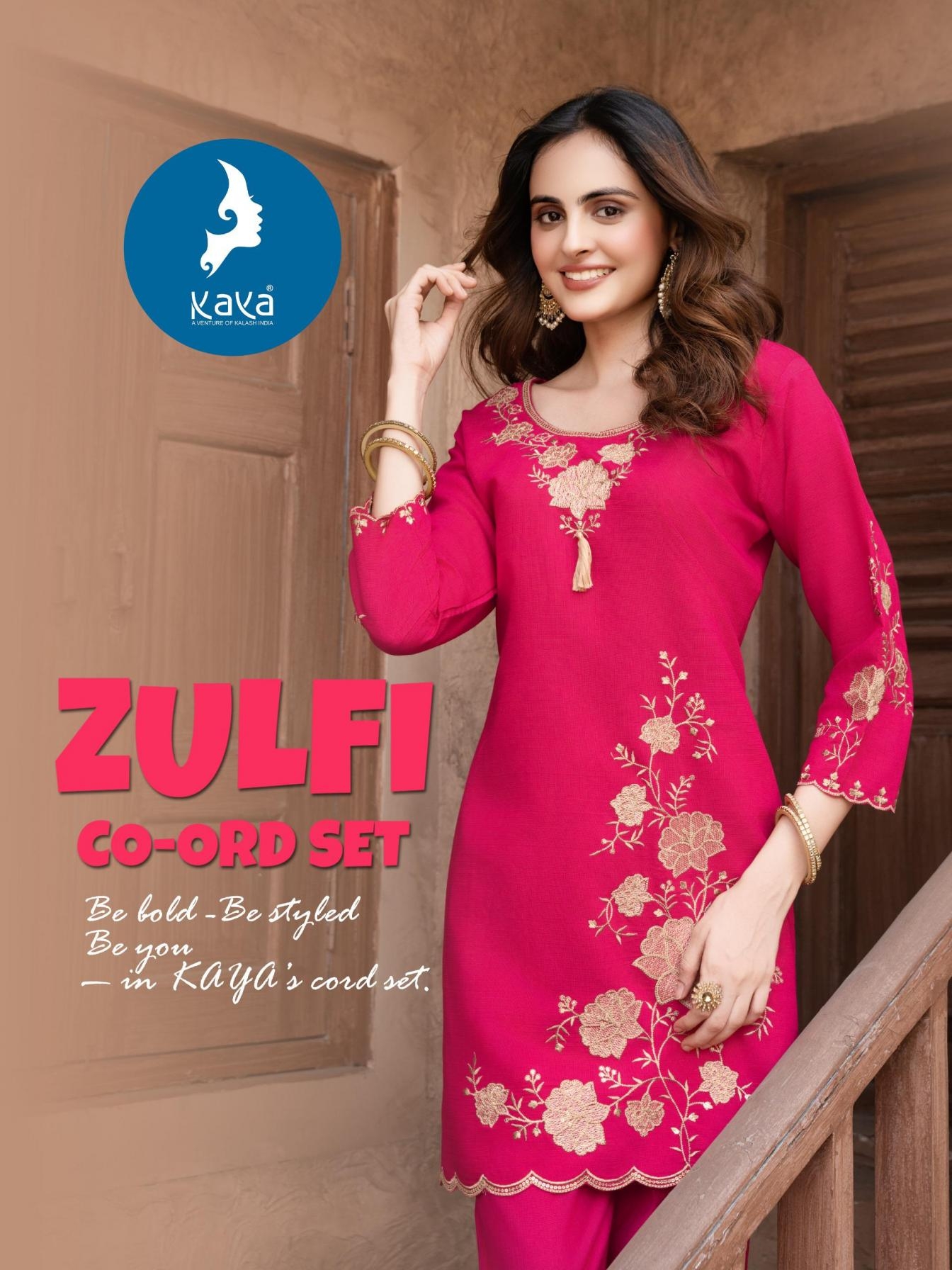kaya zulfi series 01 to 06 vertican hit design readymade co-ord sets in wholesale surat