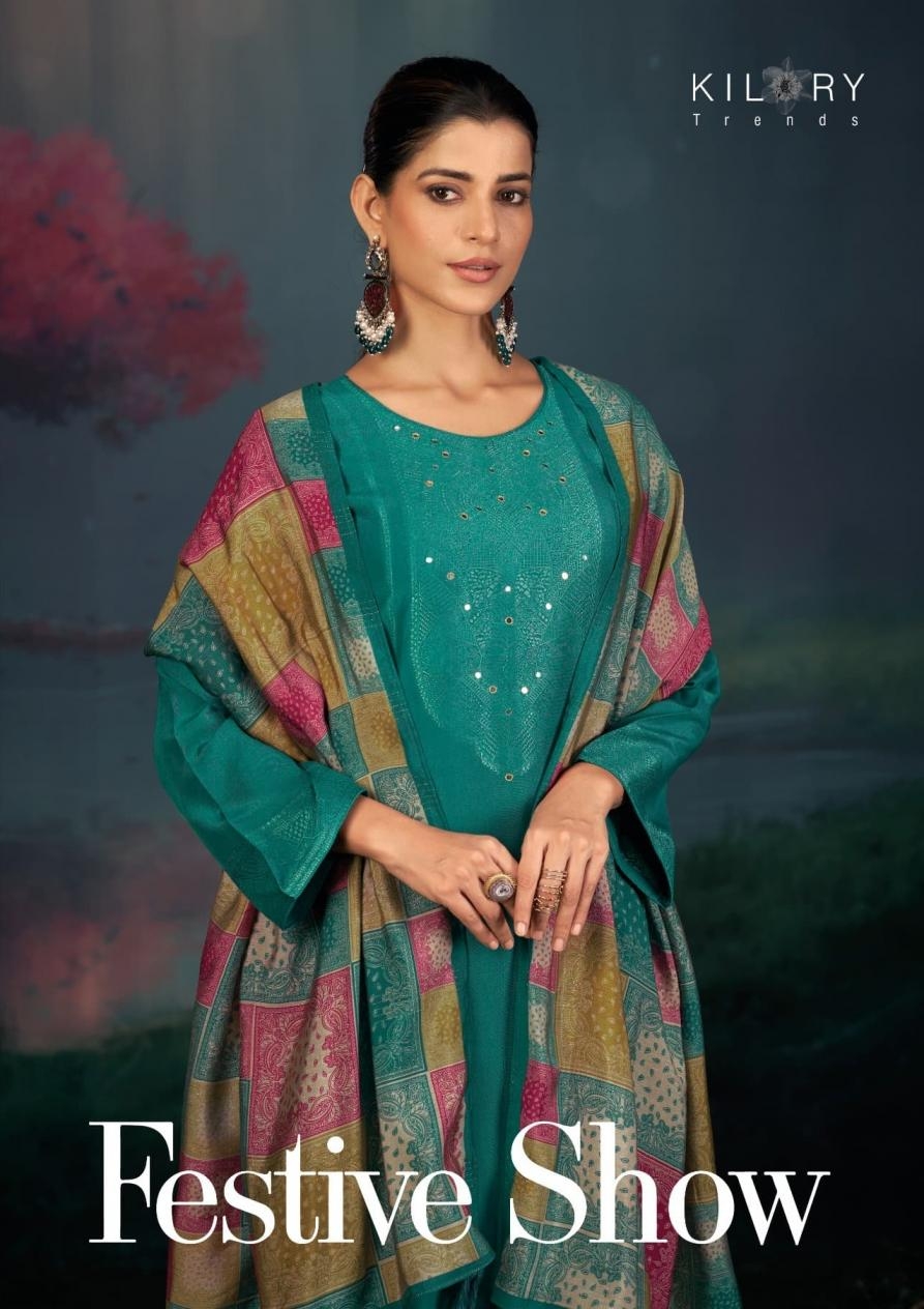 kilory trends festive show series 1801 to 1804 muslin jacquard silk amazing salwar kameez in wholesale surat
