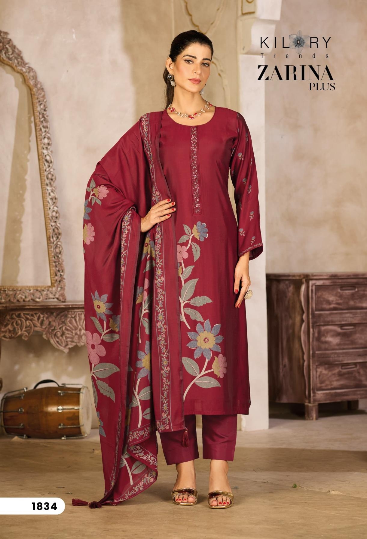 kilory trends zarina series 1831 to 1836 plus muslin silk gorgeous suits in wholesale surat