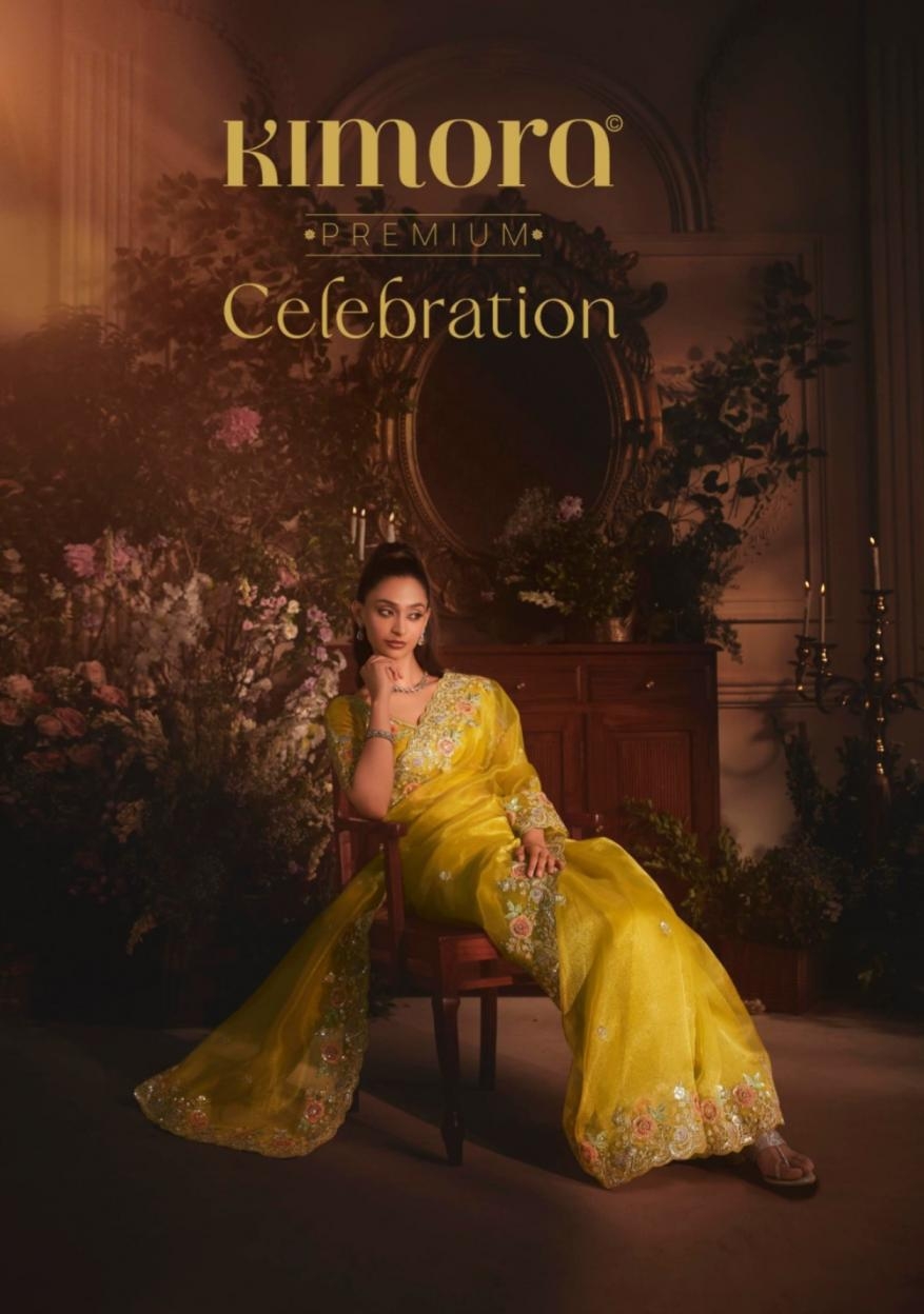 kimora celebration series 5481 to 5491 traditional tissue organza sarees in wholesale surat