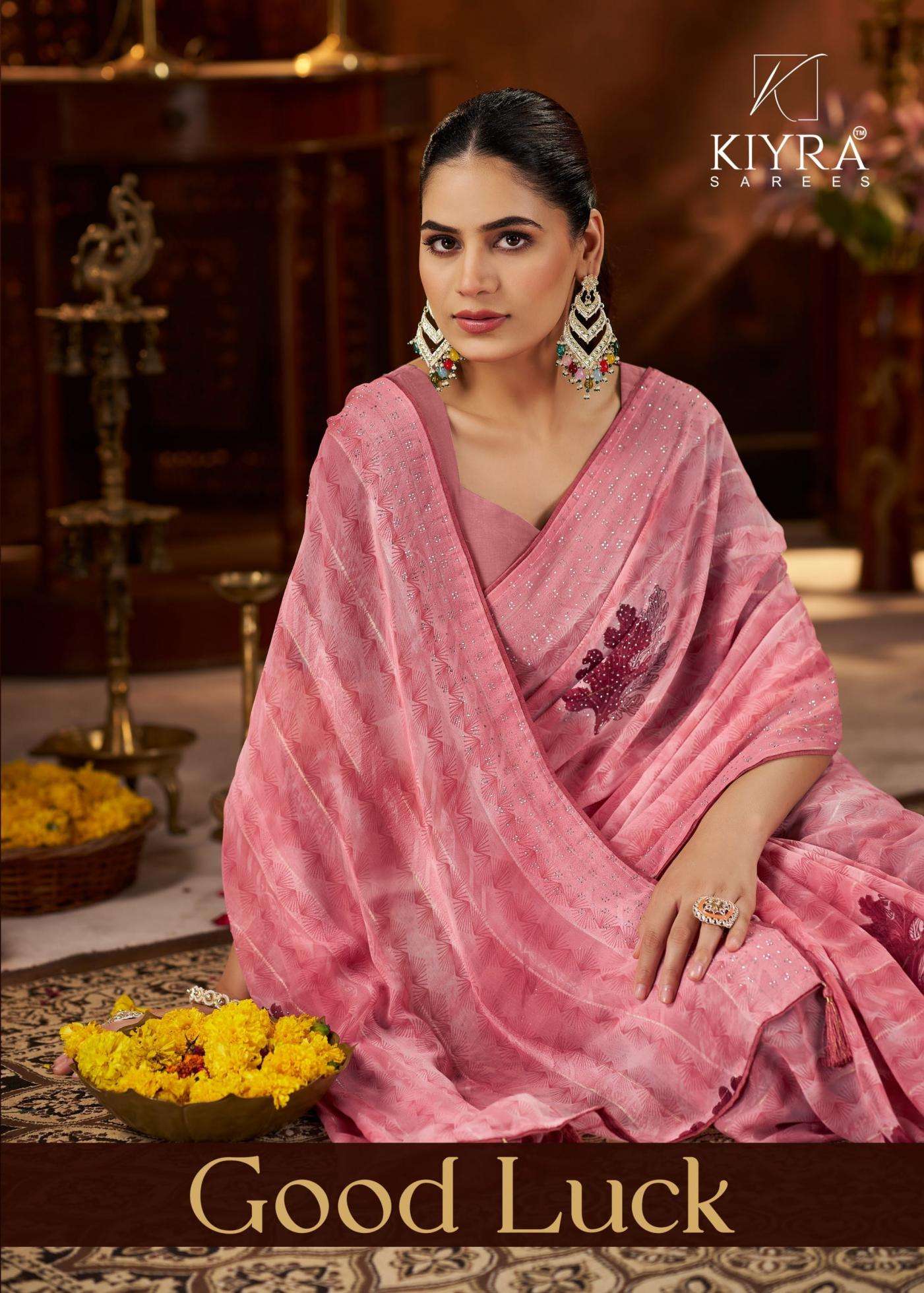 kiyra goodluck vol 1 series 1001 to 1006 gorgeous look weightless kundan sarees in wholesale surat