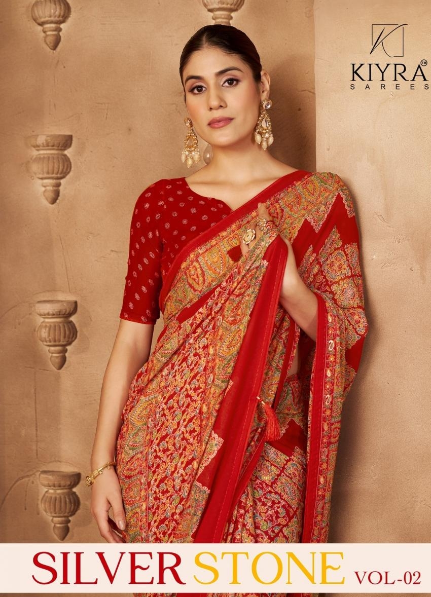 kiyra silver stone vol 2 series 1001 to 1006 dull moss gorgeous look sarees in wholesale surat