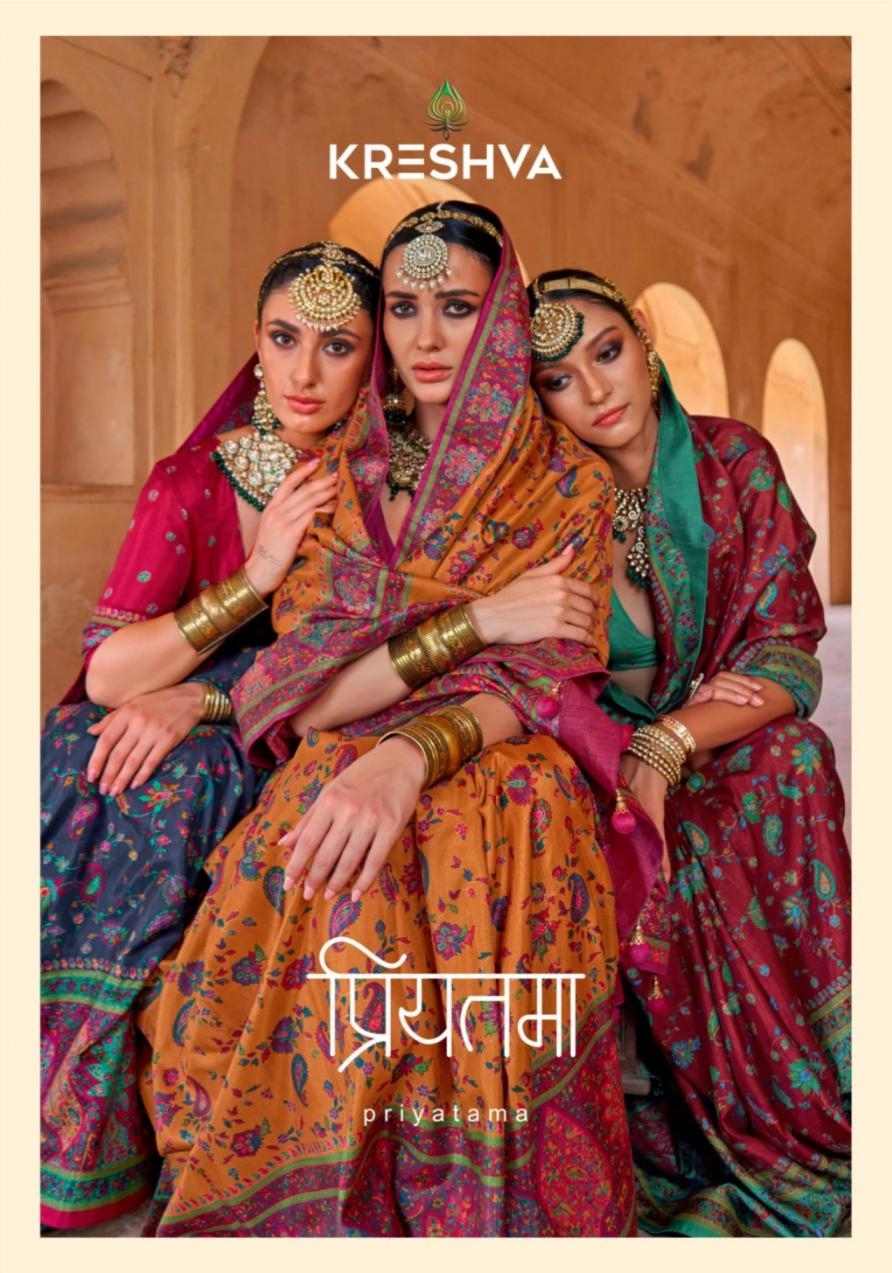 kreshva priyatama series 993 To 998 silk exclusive designer saree in wholesale surat