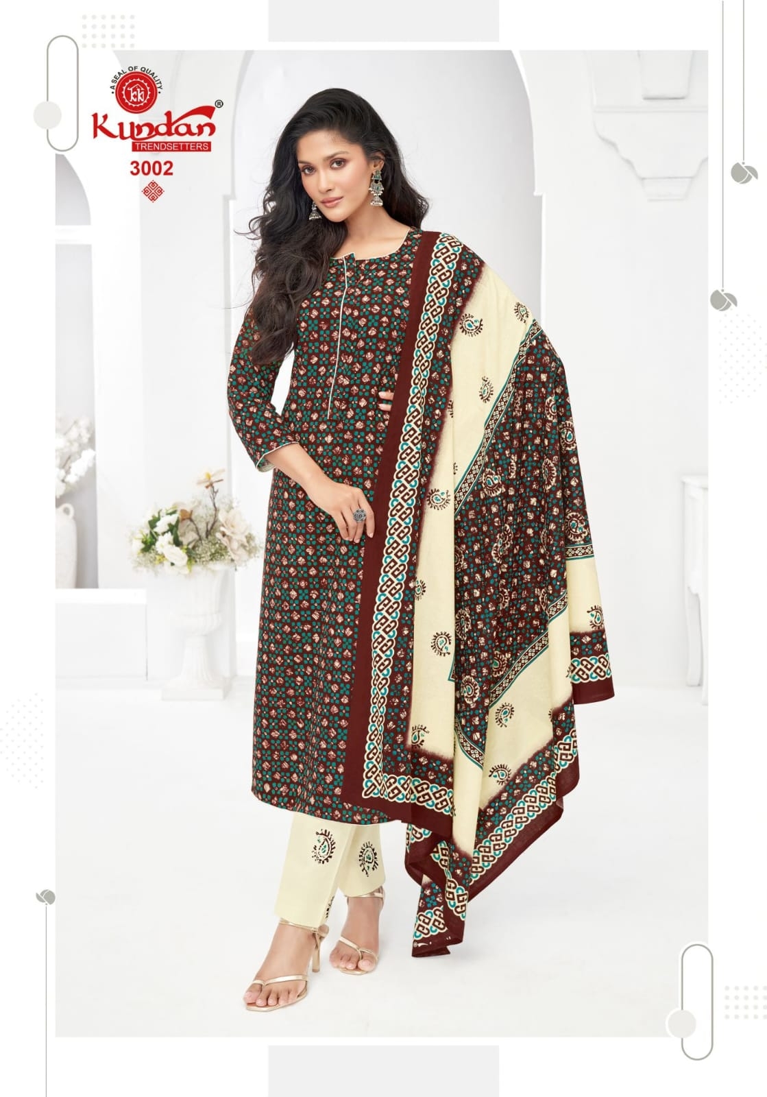 Kundan Batik Vol-3 series 3001 to 3012 Pure Cotton Batik Printed kurti Pant With Dupatta in wholesale surat