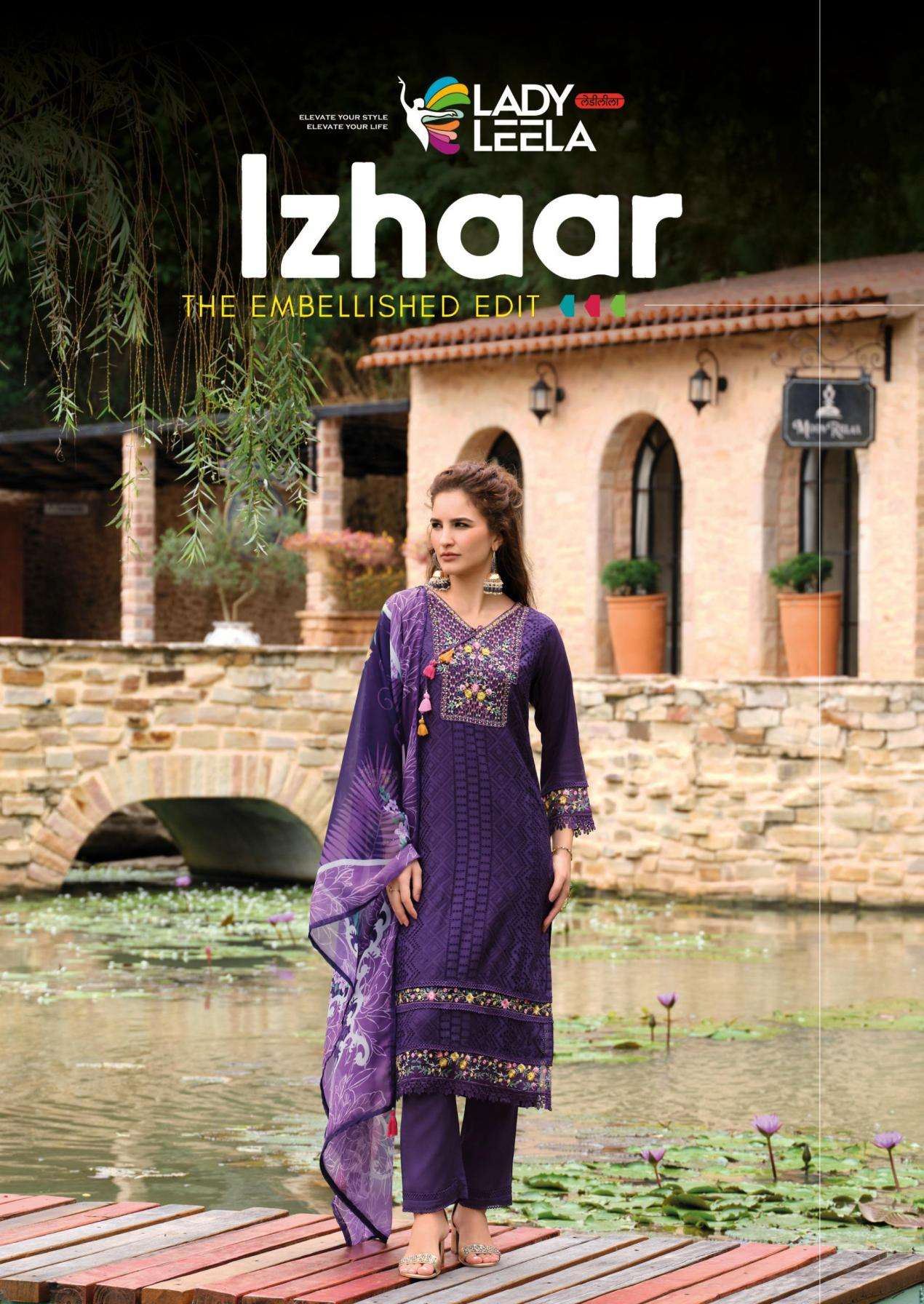 lady leela izhaar series 31131 to 31136 readymade exclusive muslin schiffli work suit in wholesale surat