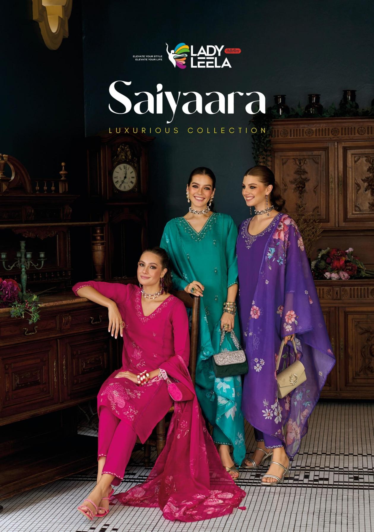 lady leela saiyaara series 31171 to 31174 viscose mul chanderi readymade salwar kameez in wholesale surat