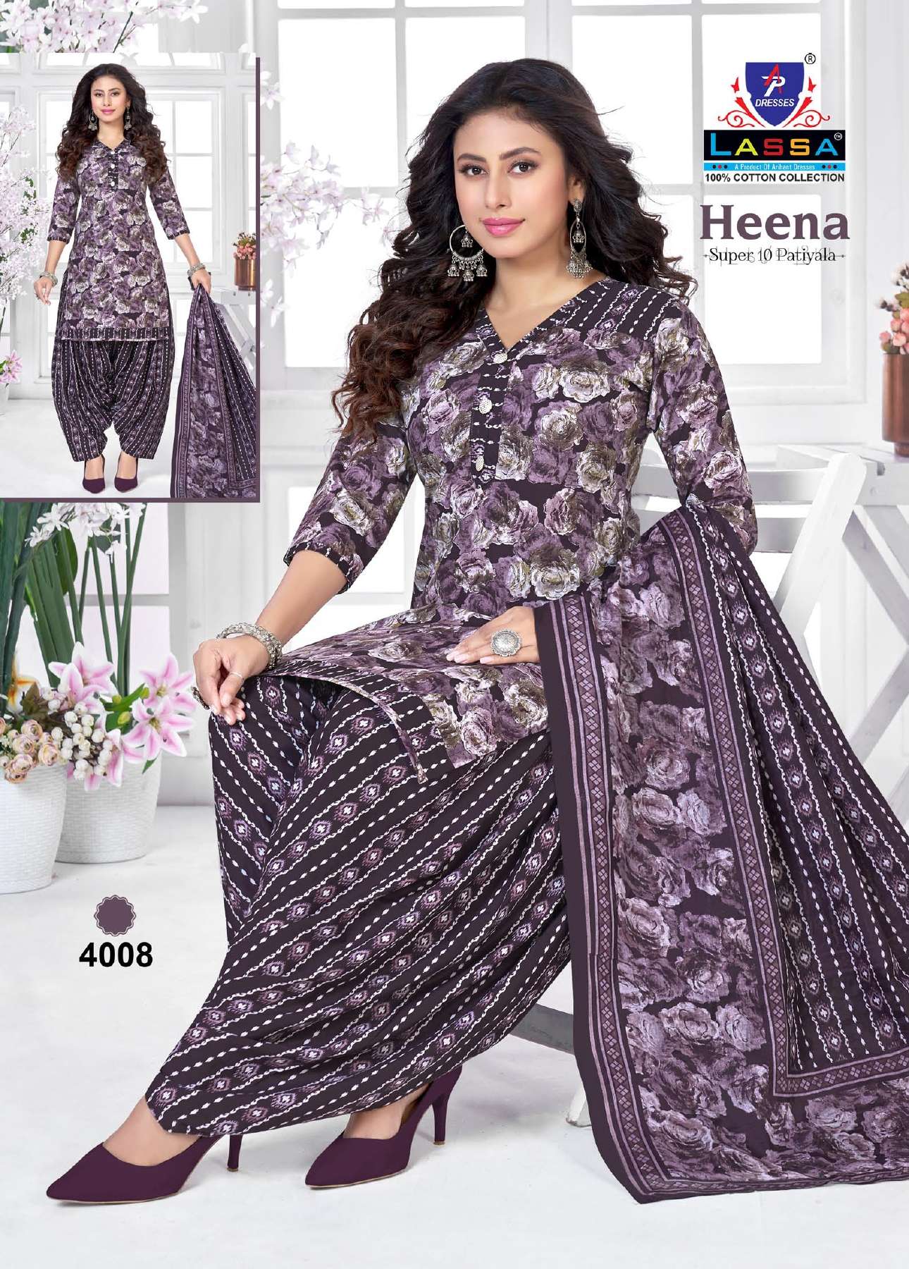Lassa Heena Vol-4 series 4001 to 4010 Pure Cotton Print salwar kameez in wholesale surat