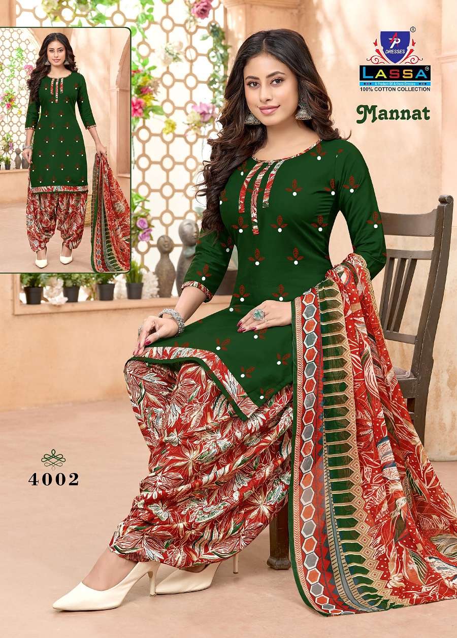 Lassa Mannat Vol-4 series 4001 to 4010 Pure Cotton Print salwar kameez in wholesale surat