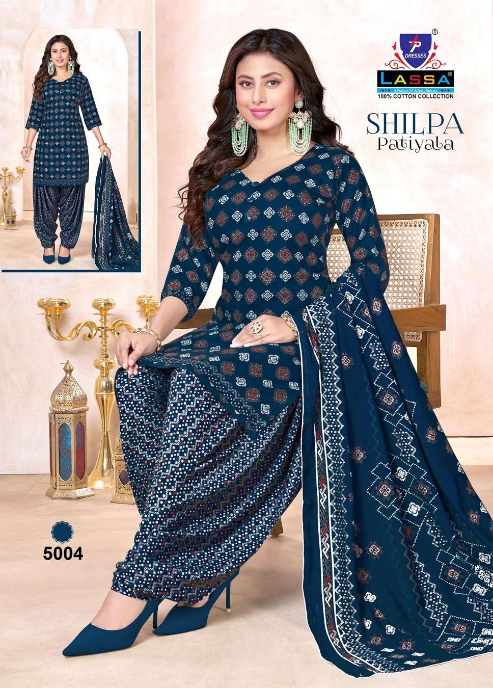 Lassa Shilpa Patiyala Vol-5 series 5001 to 5010 Pure Cotton Print salwar kameez in wholesale surat