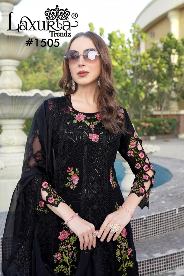laxuria trendz 1505 fox georgette designer pakistani readymade suit in wholesale surat