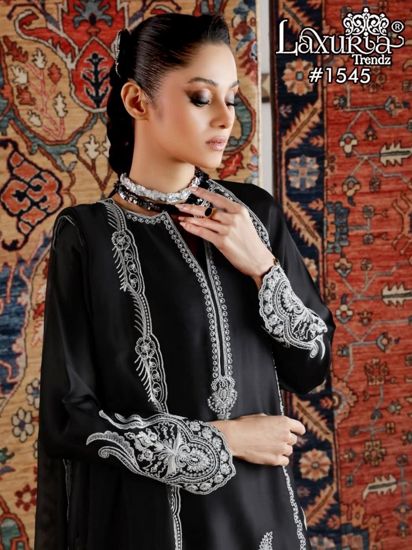 laxuria trendz 1545 gajji satin readymade pakistani suit in wholesale surat