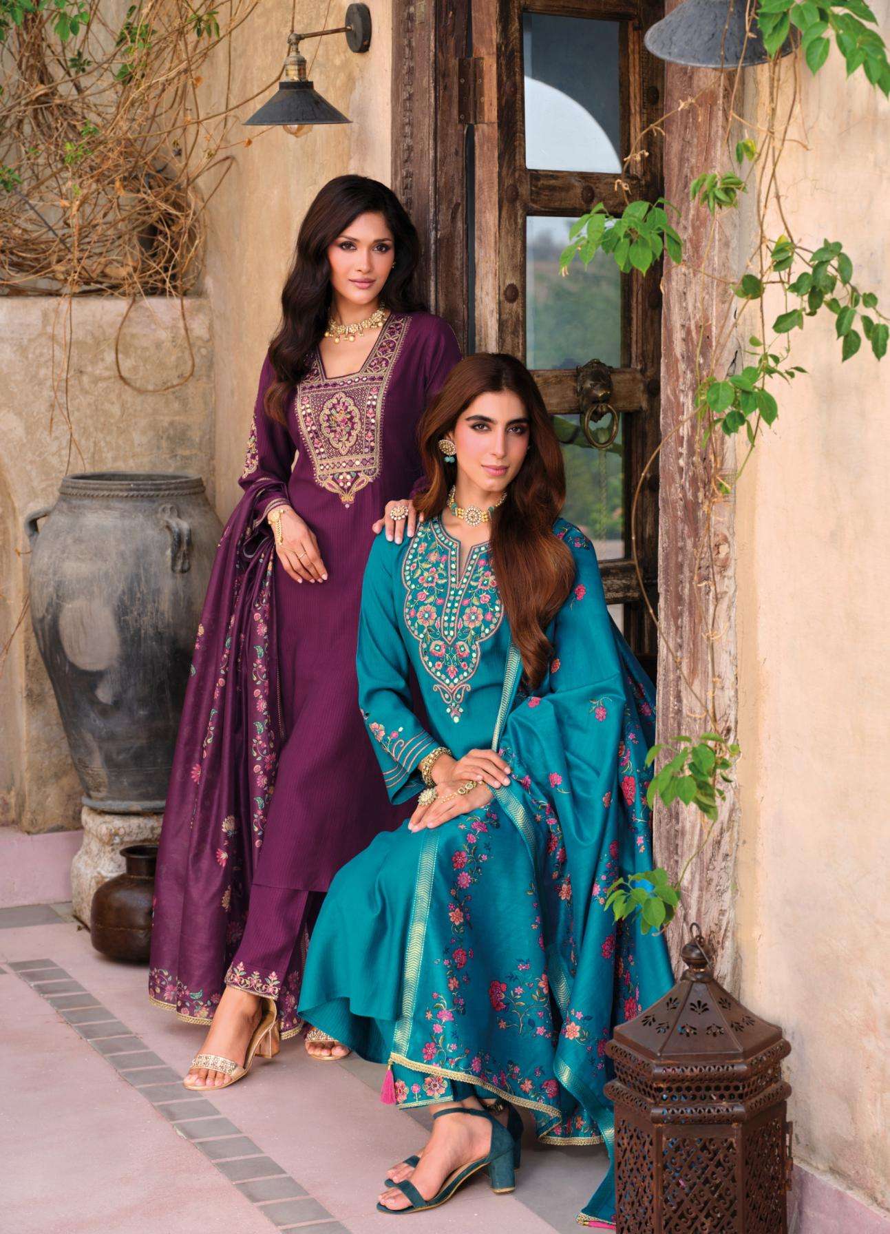 lily & lali berlin series 26721 to 26724 viscose silk readymade rakhi special festive salwar kameez in wholesale surat