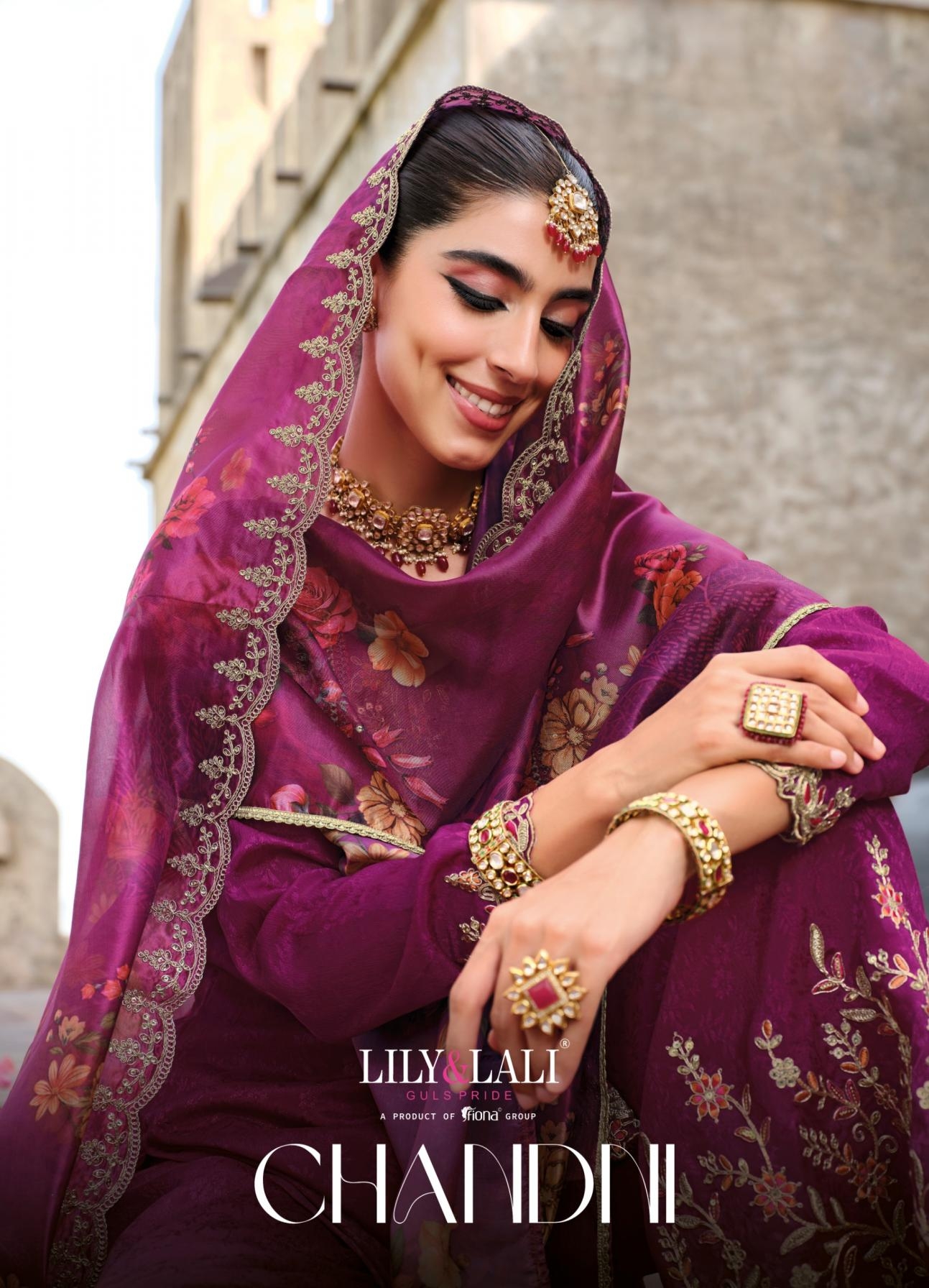 lily & lali chandni series 27111 to 27112 chinon silk readymade designer plazzo style suit in wholesale surat