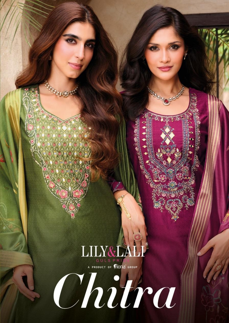 lily & lali chitra series 27121 to 27124 viscose silk readymade traditional salwar suits in wholesale surat