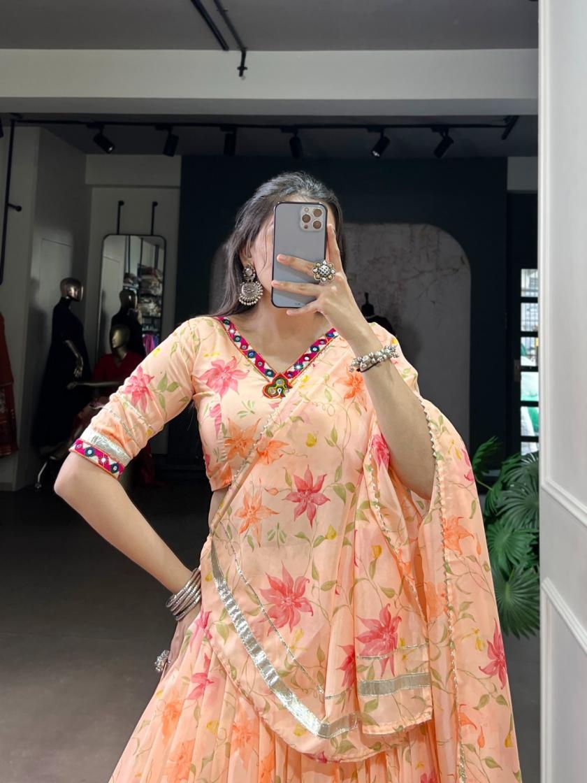 lnb1716 tabby silk floral print readymade navratri special chaniya choli in wholesale surat