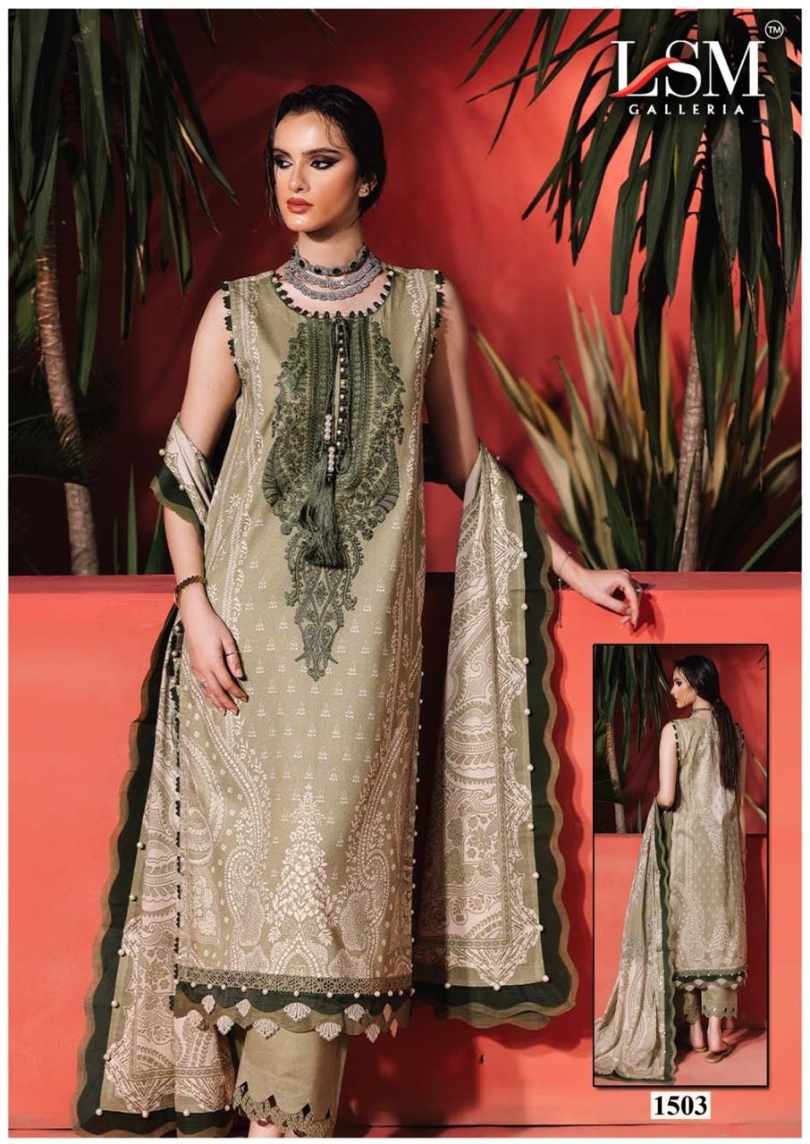 Lsm Pariam Dream Vol-15 series 1501 to 1506 Pure Heavy Lawn Printed Karachi style salwar kameez in wholesale surat