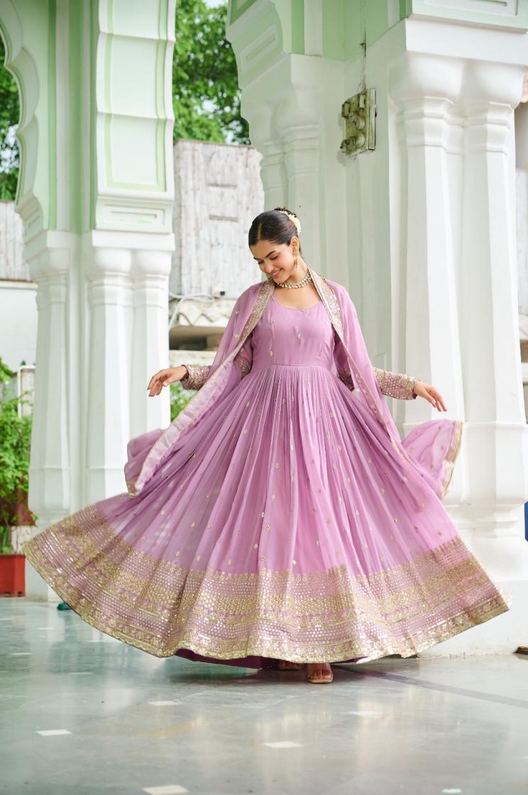 lw 9270 readymade traditional faux georgette gown with dupatta in wholesale surat