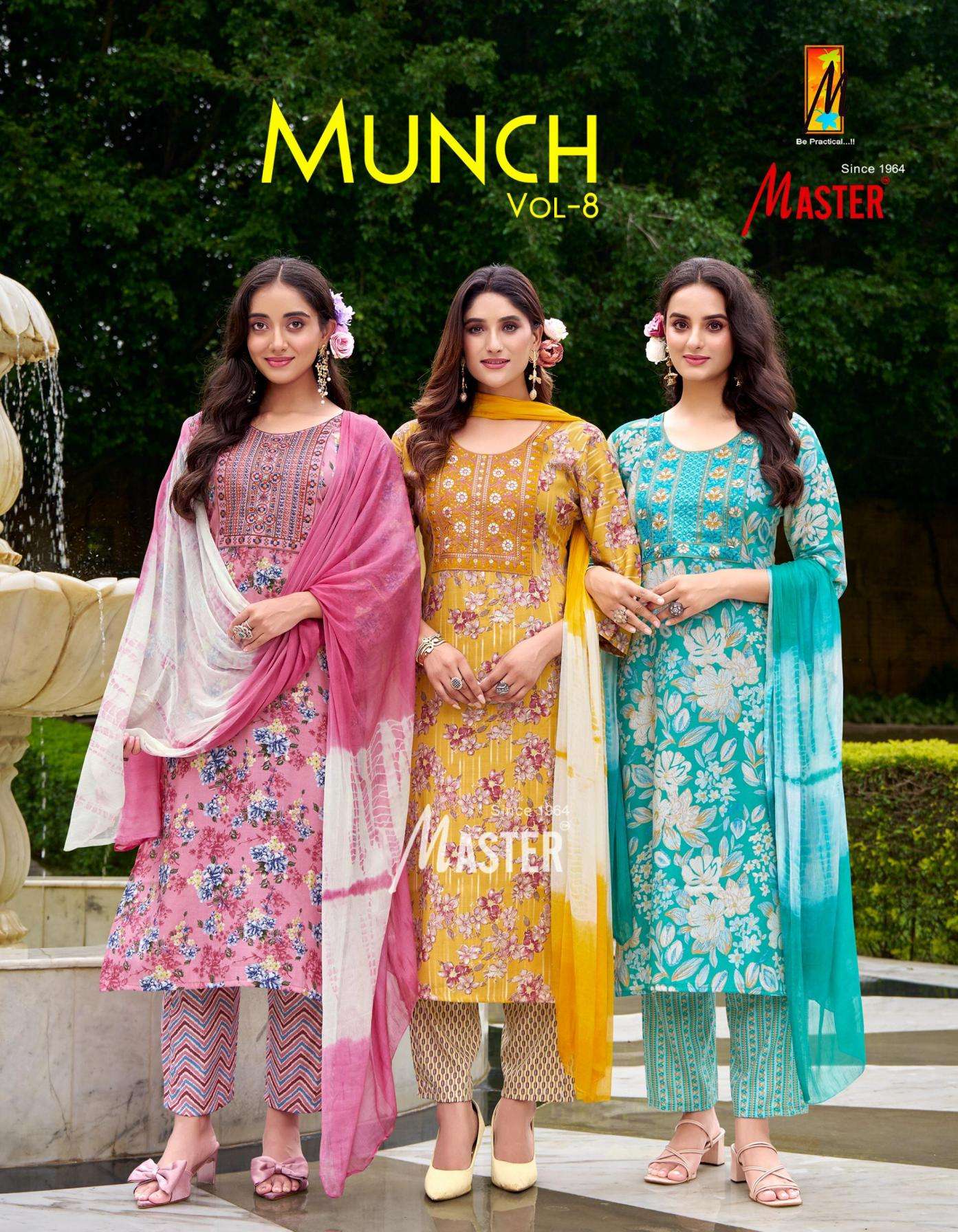 master munch vol 8 series 8001 to 8008 capsule print readymade regular wear suit in wholesale surat