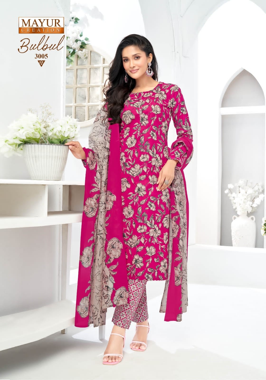 Mayur Bulbul Vol-3 series 3001 to 3010  Pure Cotton Printed Kurti Pant With Dupatta in wholesale surat